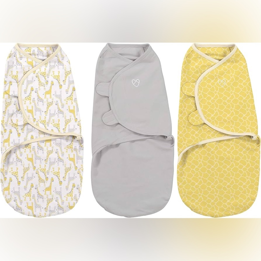 Baby SwaddleMe Set safari giraffe yellow and grey print